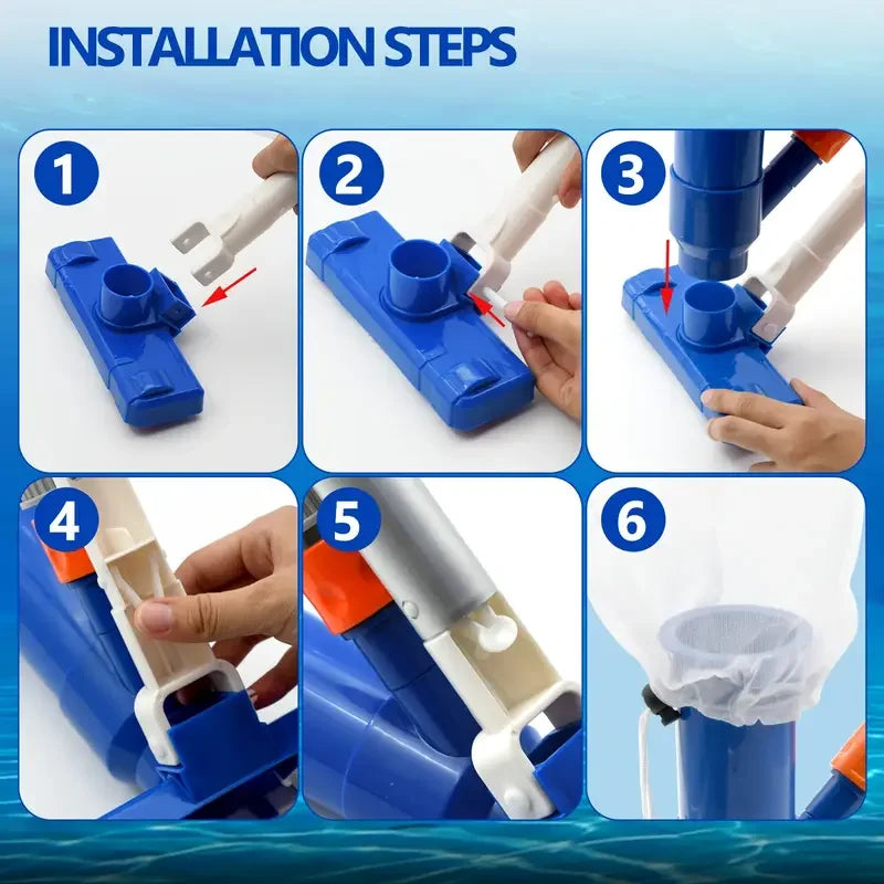 Pool Vacuum Cleaner with 4-Section Pole for Above Ground Pools & Spas