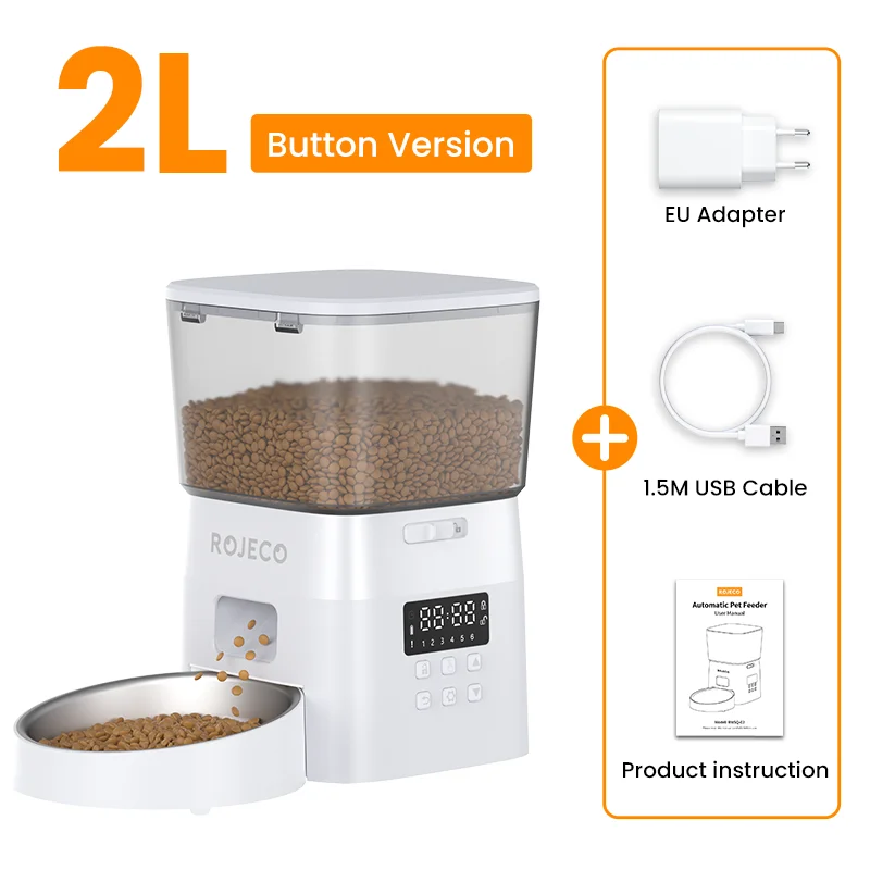 Distributeur de nourriture automatique pour animaux avec commande par bouton