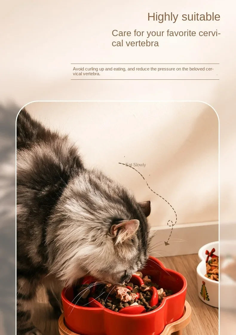 Ceramic Slow Feeder Bowl for Cats and Small Dogs