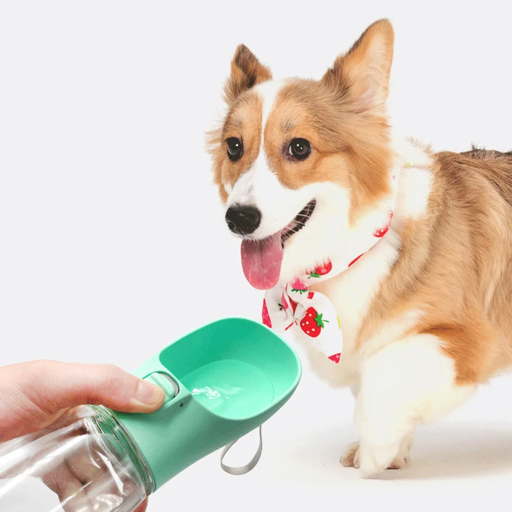 Portable Leakproof Dog Water Bottle with Built-In Drinking Bowl