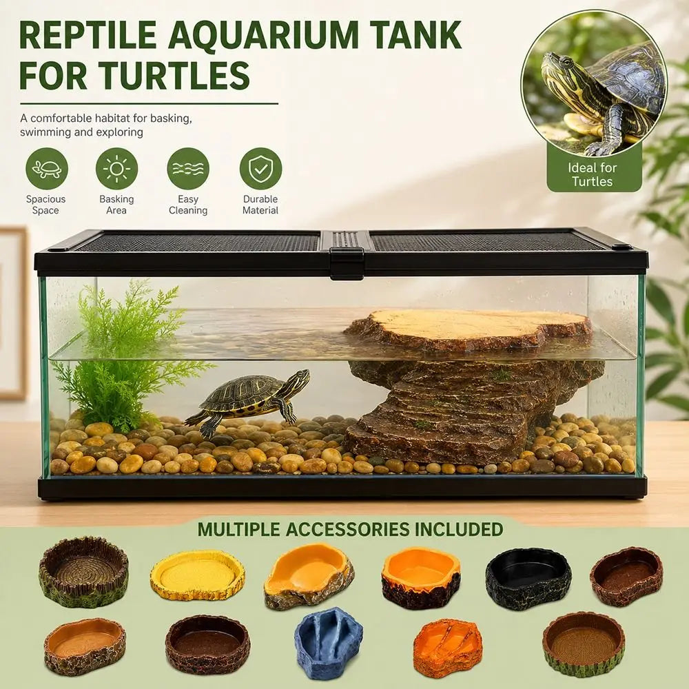 Reptile Feeding and Water Bowl with Natural Tree Stump Design