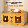 2-in-1 Cat Scratcher House with Hideout and Lounge Bed