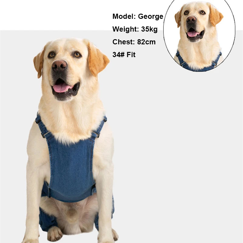 Denim Overalls for Dogs with Reflective Straps