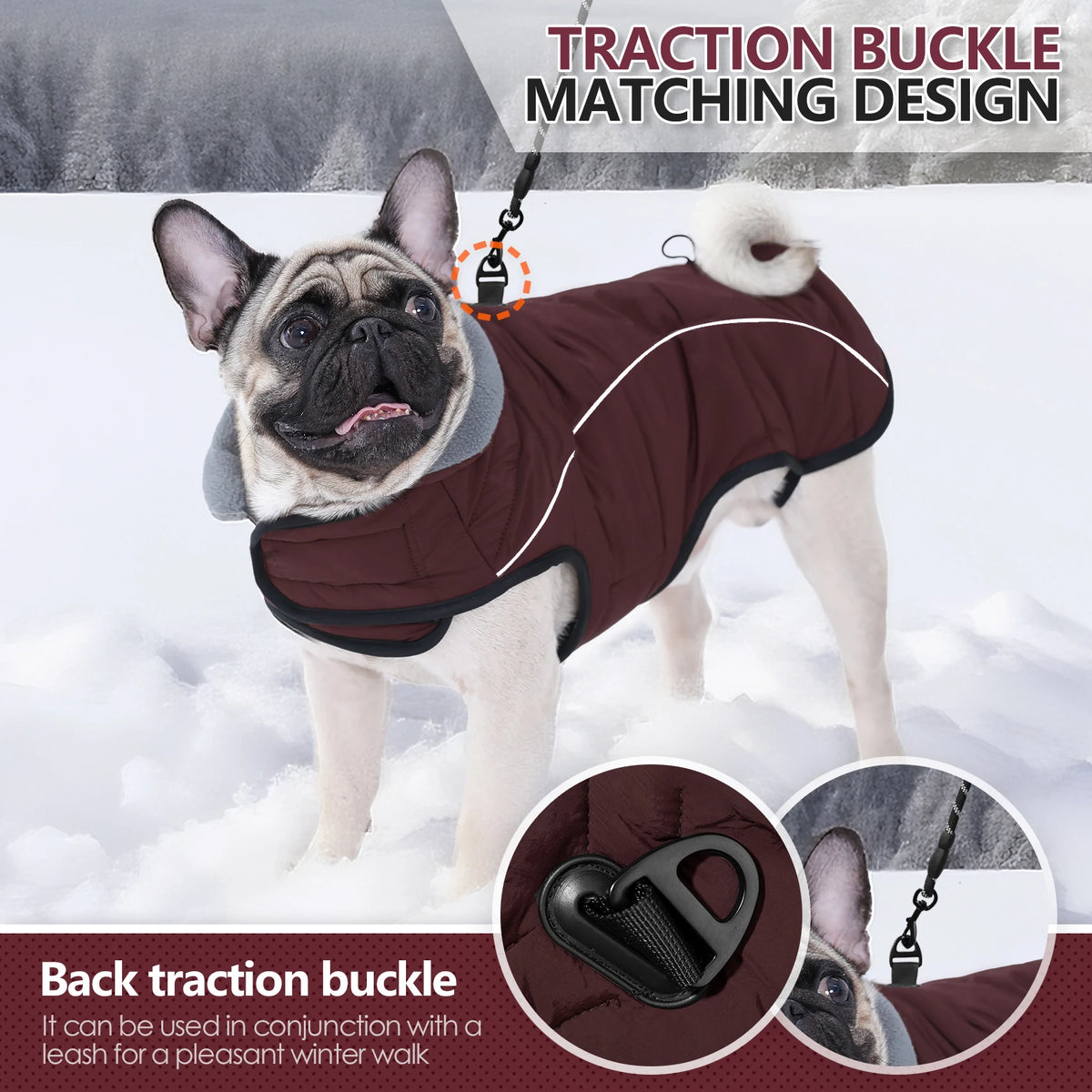 Waterproof Reflective Dog Coat with Adjustable Turtleneck