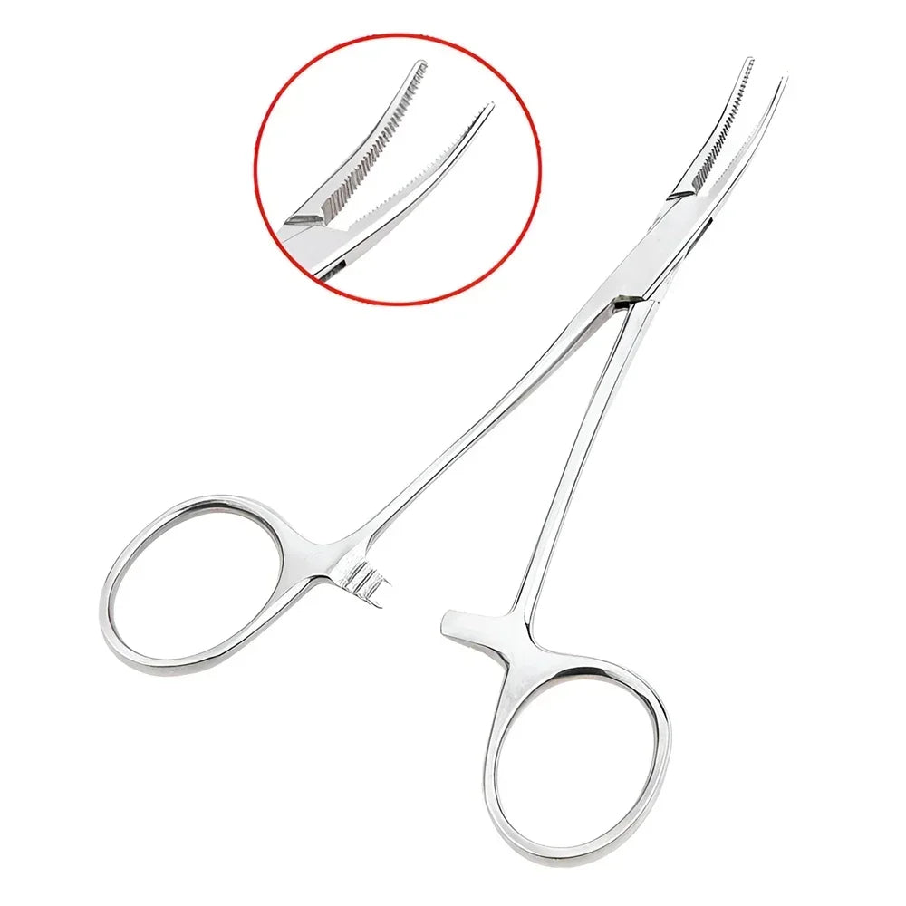 Stainless Steel Pet Grooming Tweezers with Curved Tip