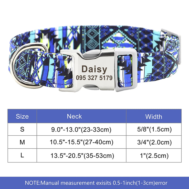 Personalisierte Nylon-Hundehalsband mit graviertem ID-Plättchen