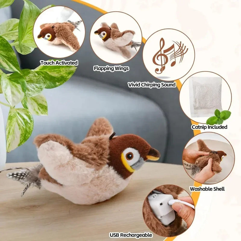 Rechargeable Flapping Bird Cat Toy with Catnip