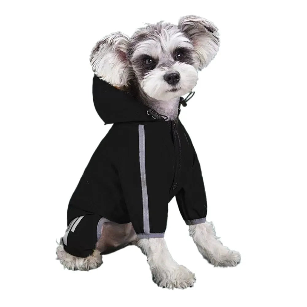 Waterproof Dog Raincoat with Reflective Hood and Leash Opening