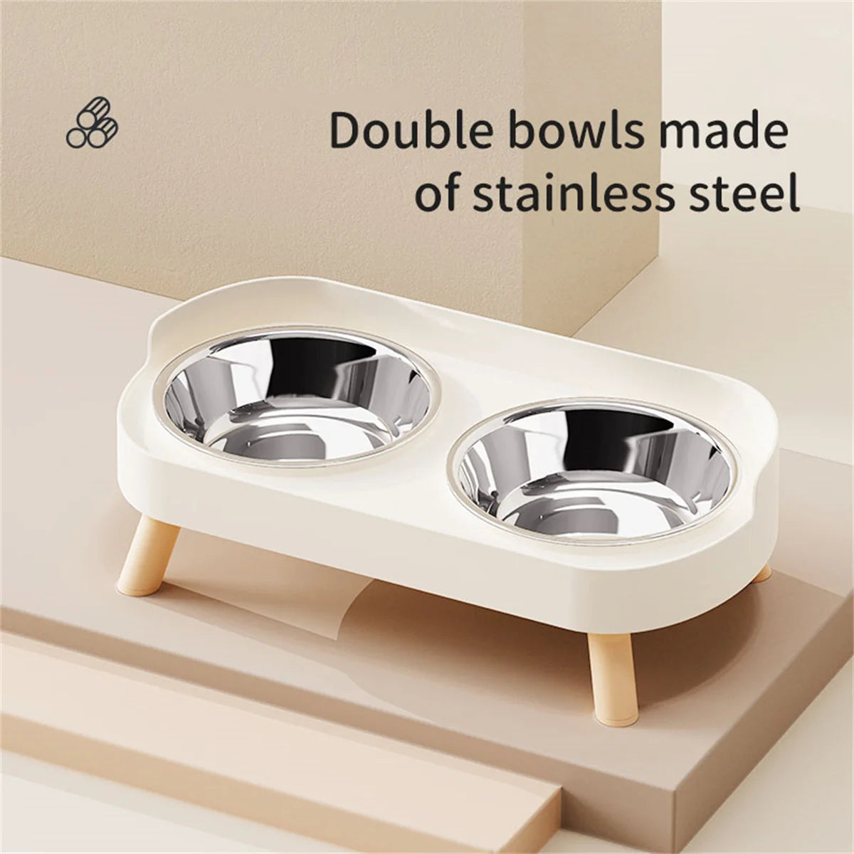 Colorful Double Dog Bowl Set with Stainless Steel and Plastic Base