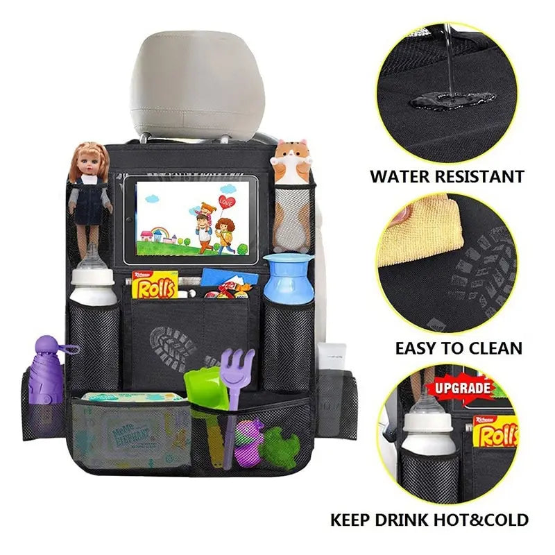 Car Backseat Organizer with Tablet Holder and Storage Pockets
