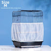 A black universal bird cage with a white mesh cover is displayed on a white surface.