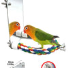 Interactive Parrot Activity Station with Mirror and Rope Perch