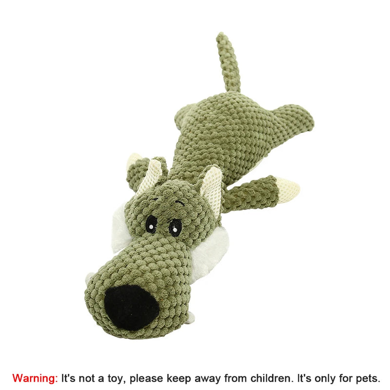 Bite-Resistant Plush Dog Toy Lion Wolf Elephant Squeaky