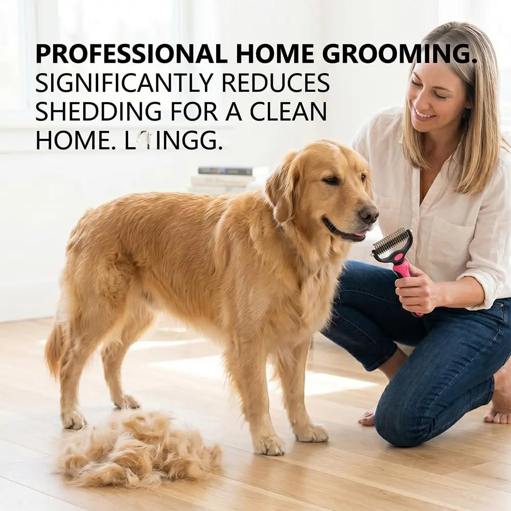 Dematting Comb for Dogs and Cats – Undercoat Rake for Long Hair, Tangles & Loose Fur
