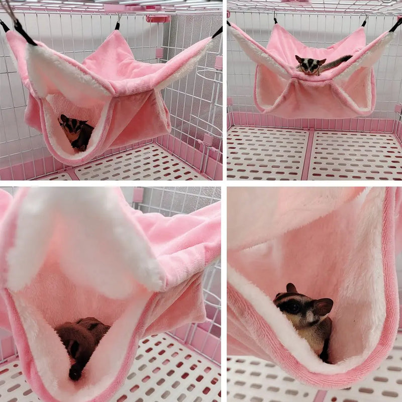 أرجوحة هامستر مخمل دافئ بنظام طبقتين