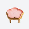 Ceramic Pet Bowl with Wood Stand – Elegant Bow Knot Design
