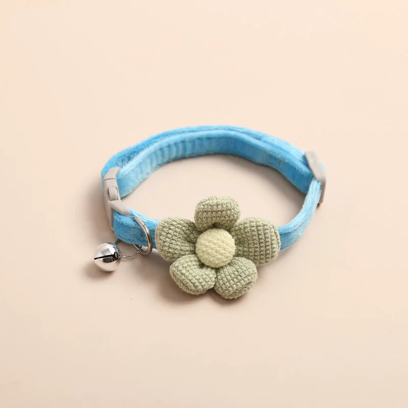 Cat Collar with Flower Bell - Adjustable Buckle