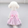 Striped Bow Pet Dress with Elastic Waistband