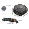 A foldable mesh cat play tunnel featuring a tent and cube structure, shown in various dimensions.