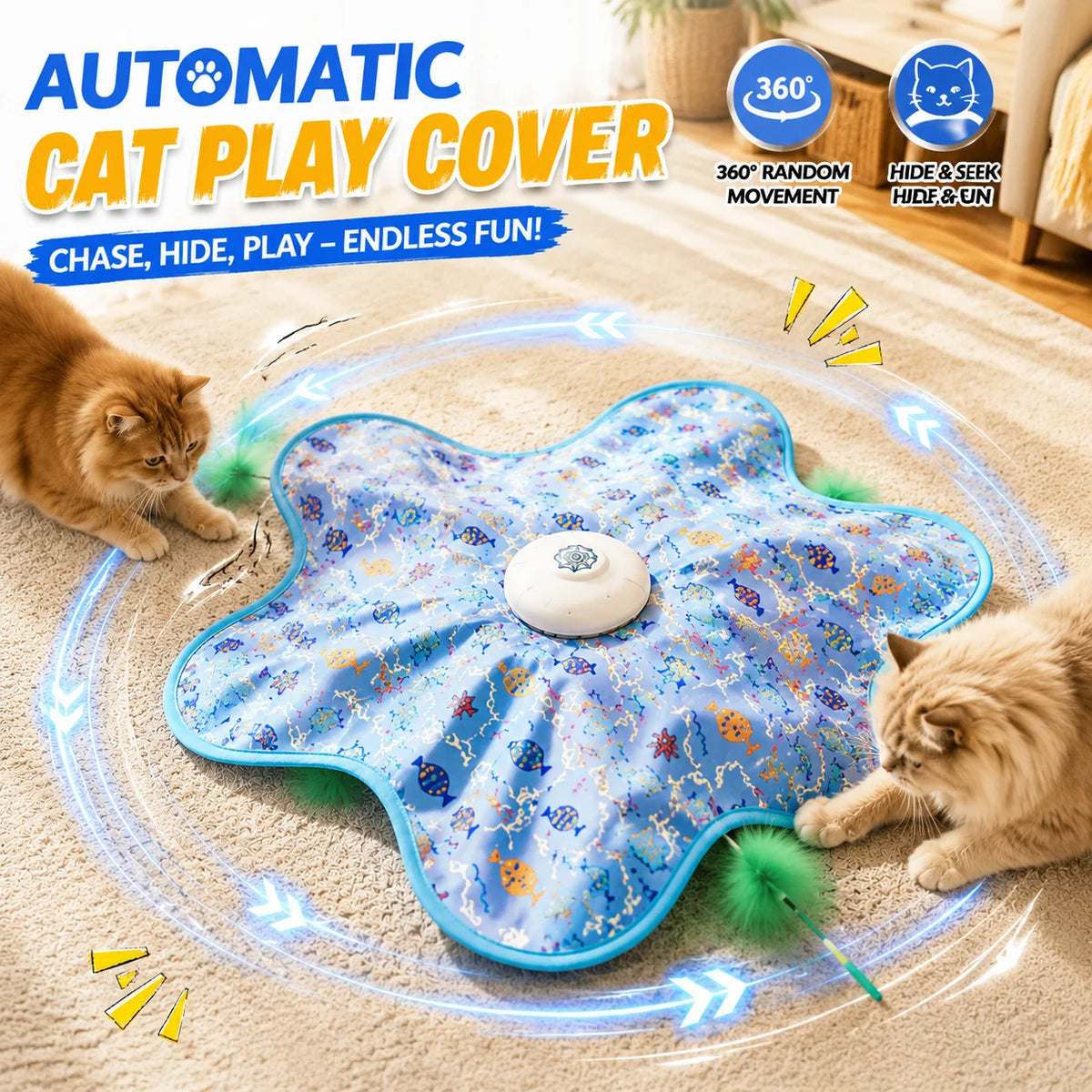 Interactive Hide-and-Seek Cat Toy with Feather Teaser