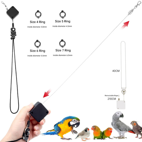 Parrot Training Leash with Auto Retractable Cord