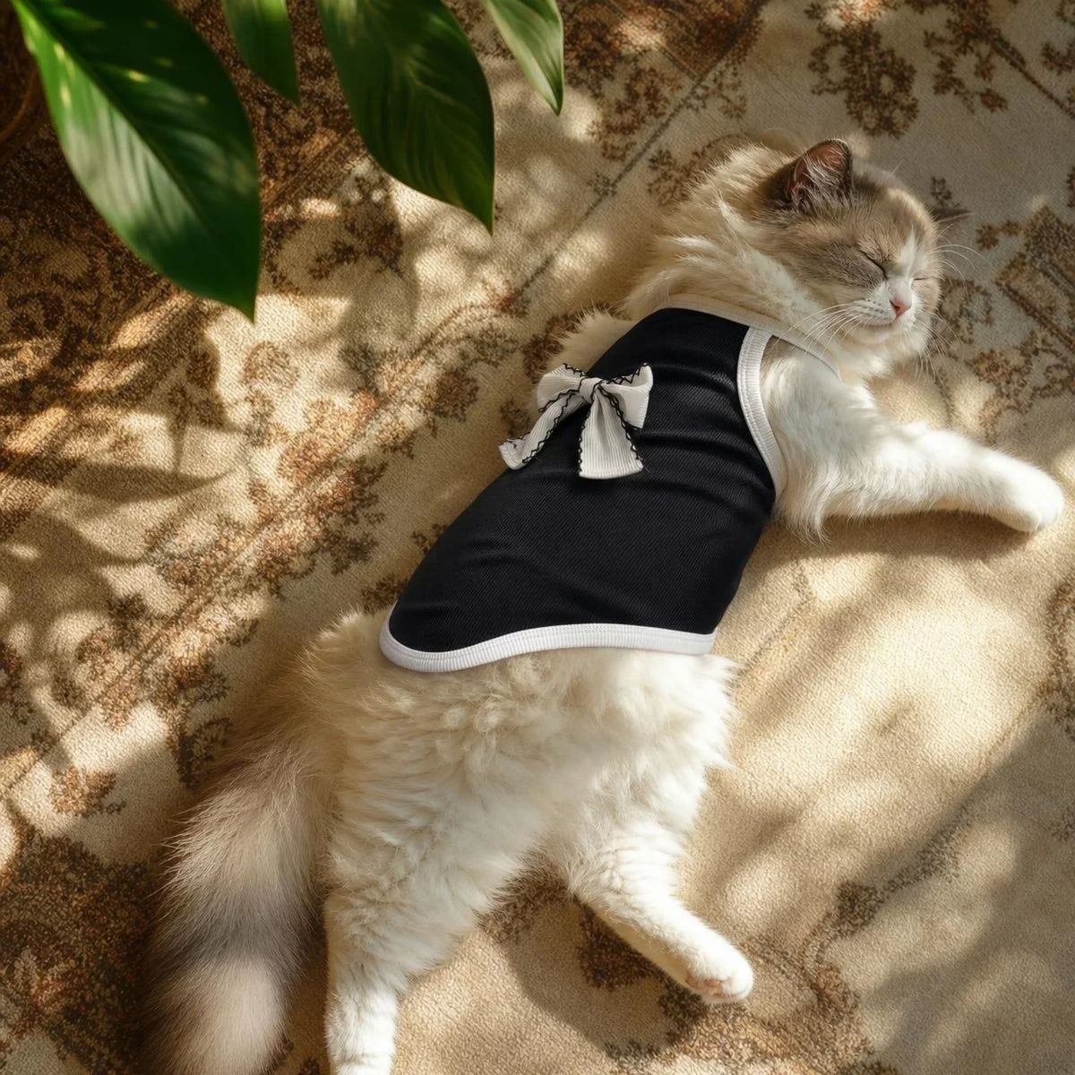 Ribbed Sleeveless Pet Vest with Bow Knot for Small Dogs and Cats