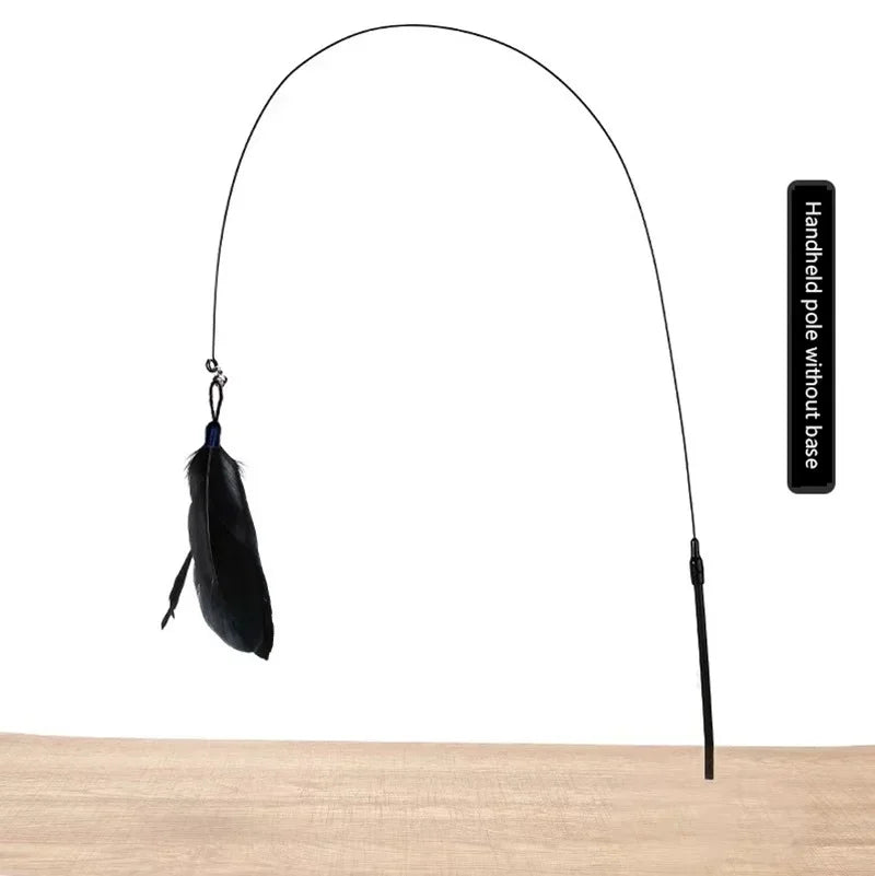Suction Cup Cat Teaser Wand with Feather Toy and Bell