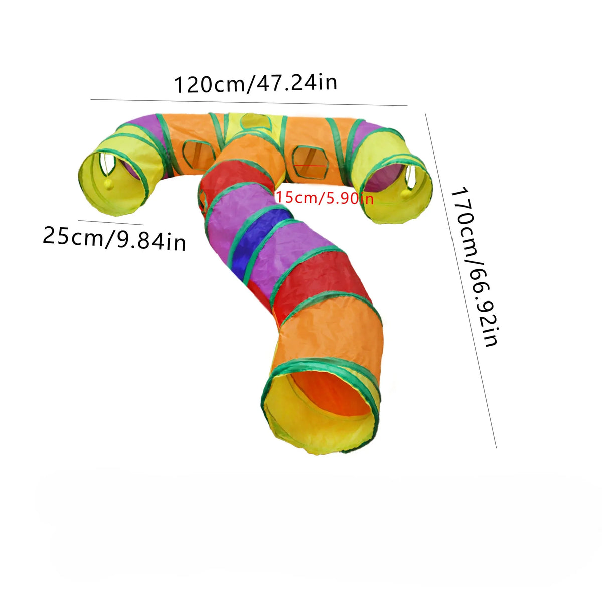 Foldable Cat Play Tunnel with S-Shaped Design