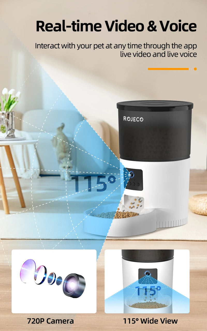 Distributeur automatique intelligent pour animaux avec caméra
