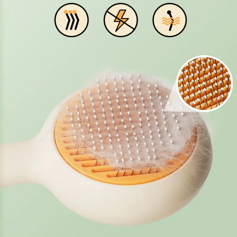Brosse auto-nettoyante pour chats avec retrait des poils en un clic