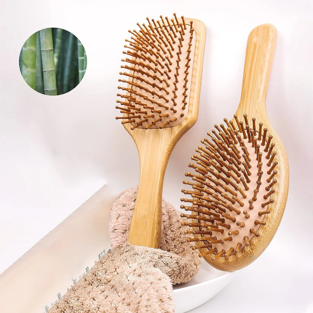 Natural Bamboo Air Cushion Scalp Massage Hair Brush – Detangling & Anti-Static