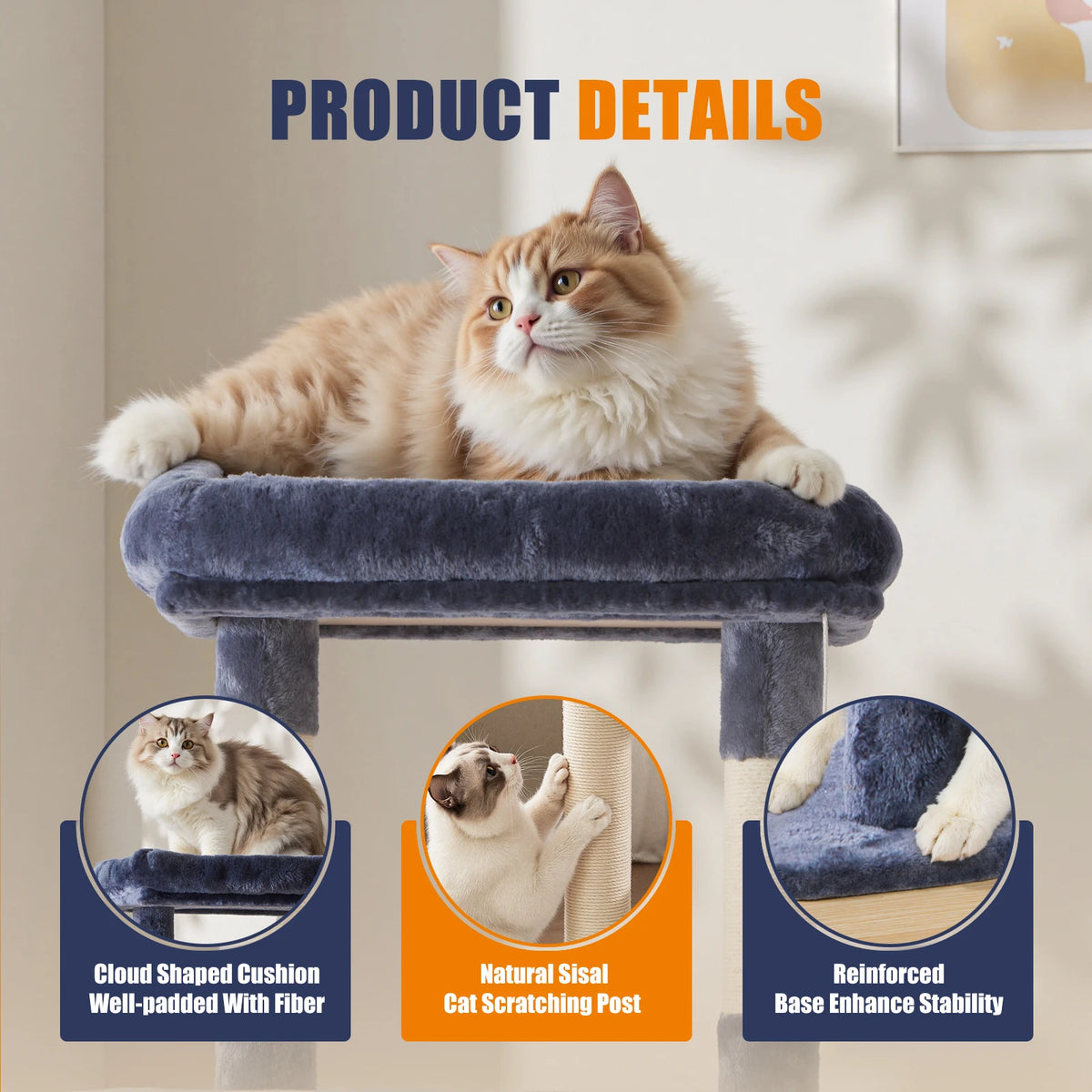 Multi-Level Cat Tree with Scratching Posts and Cozy Condos