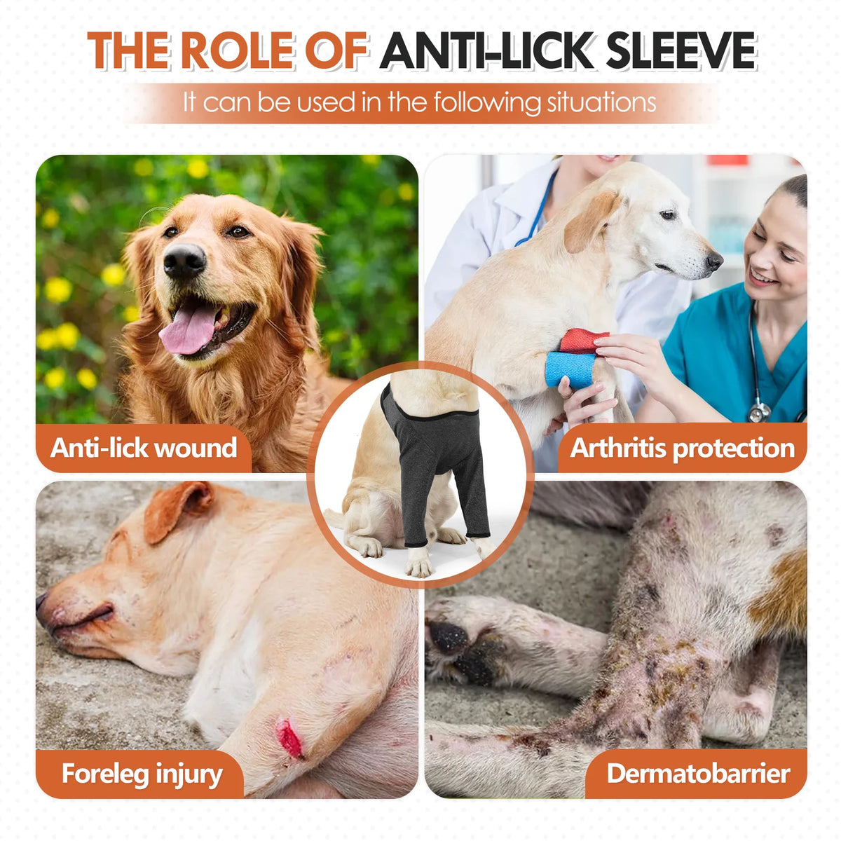 Protective Recovery Suit for Dogs – Front Leg & Elbow Wound Cover