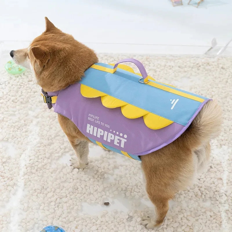 Adjustable Dog Life Jacket with Reflective Trim for Swimming and Water Safety