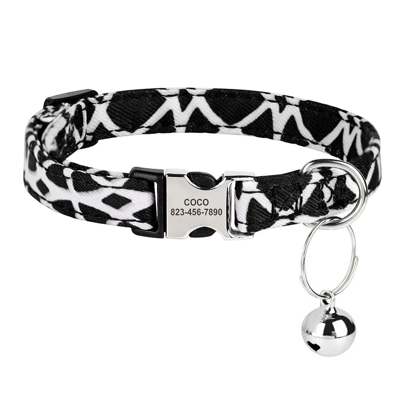 Personalisierte Katzenhalsband mit gedrucktem Design und graviertem ID-Anhänger