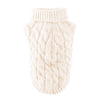 Pull en tricot de couleur crème à col côtelé et corps texturé, conçu pour un chiot.