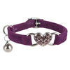 Heart-Shaped Velvet Cat Collar with Bell