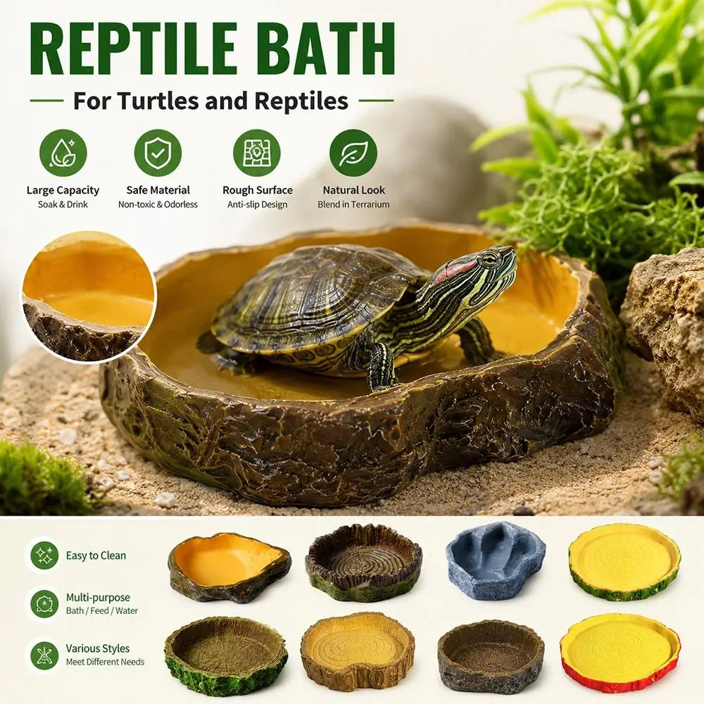 Reptile Feeding and Water Bowl with Natural Tree Stump Design