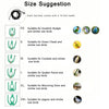 Size suggestion chart for an adjustable parrot harness and elastic leash set showing sizes XS to 2XL