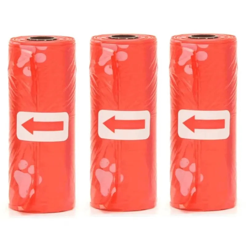 Disposable Dog Waste Bags with Bone-Shaped Dispenser and Leash Clip