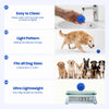 A blue silicone dog ball is shown being cleaned and a lightweight version of the ball is displayed on a digital scale.