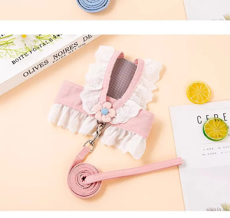 Princess Lace Pet Harness and Leash Set for Small Dogs and Cats