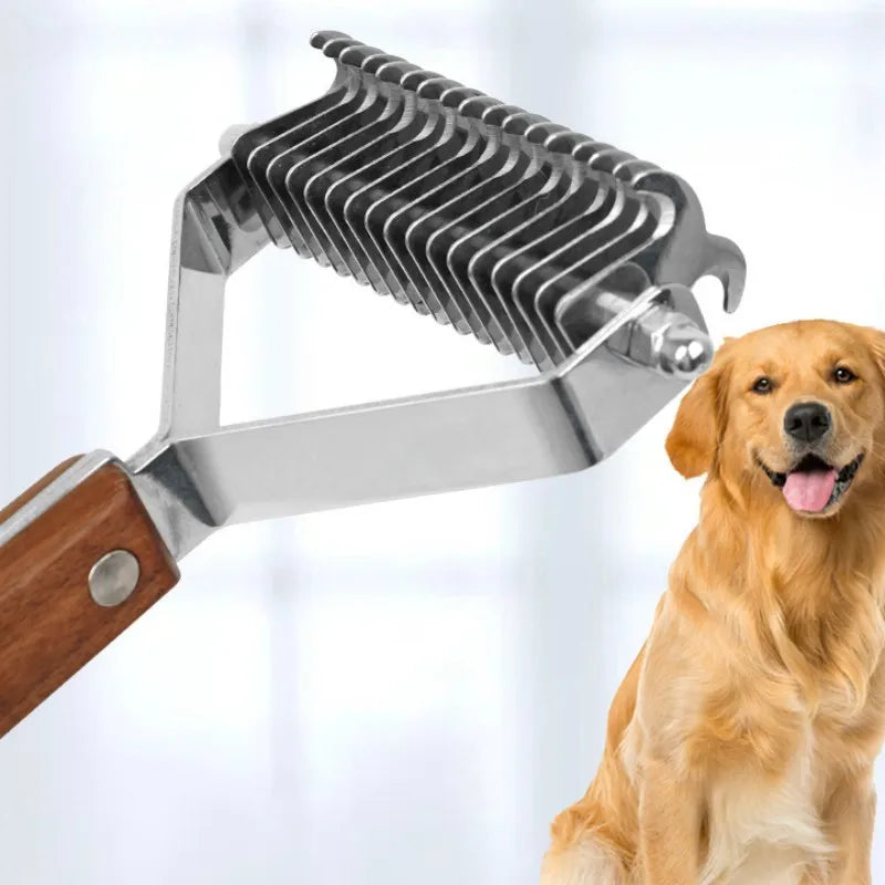 Double-Sided Wooden Pet Grooming Comb