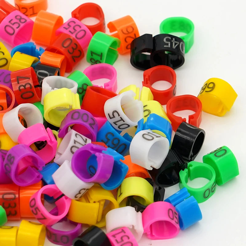 Bagues en plastique numérotées pour pattes d'oiseaux (9 mm)