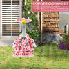 A complete clothing set for a cute porch goose decoration featuring pink and red floral patterns.