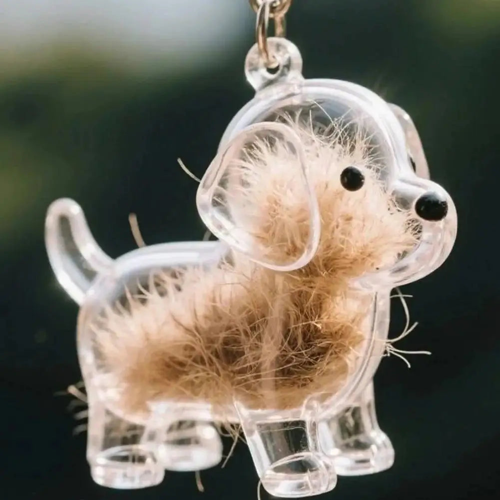Pet Hair Keepsake Keychain – Memorial Pendant for Dog & Cat Fur