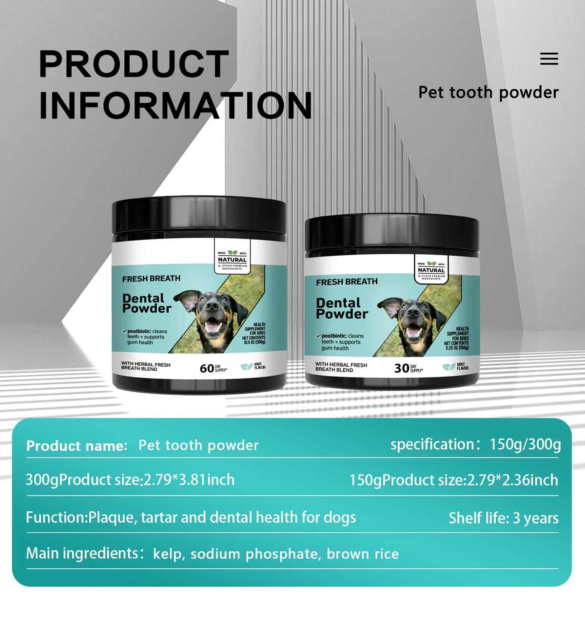 Mint-Flavored Dental Care Powder for Dogs & Cats