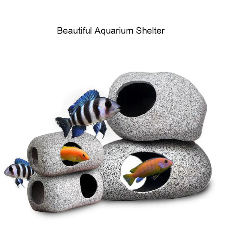Ceramic Aquarium Cave Decor for Cichlids & Shrimp