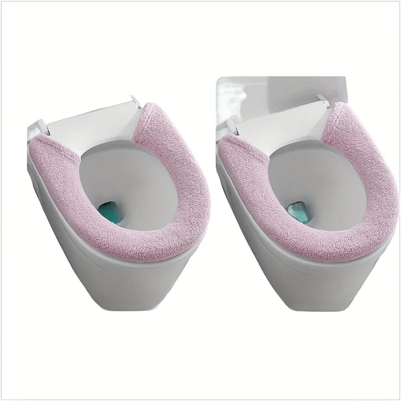 Plush Non-Slip Toilet Seat Cover with Thermal Fleece Lining