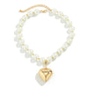 Vintage Pearl Heart Pendant Choker Necklace